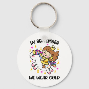 Im September tragen wir goldenes Einhorn Kinderkre Schlüsselanhänger