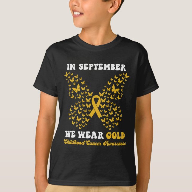 Im September tragen wir goldenes Kinderkrebs-Aware T-Shirt (Vorderseite)