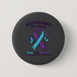 Im September tragen wir Türkis Lila Band Selbstmor Button