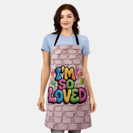 I'm So Loved Graffiti Tag in Light Pink Brick Schürze