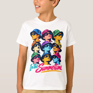 Im Sommer Buntes Pop-Art-Kinder-T-Shirt T-Shirt