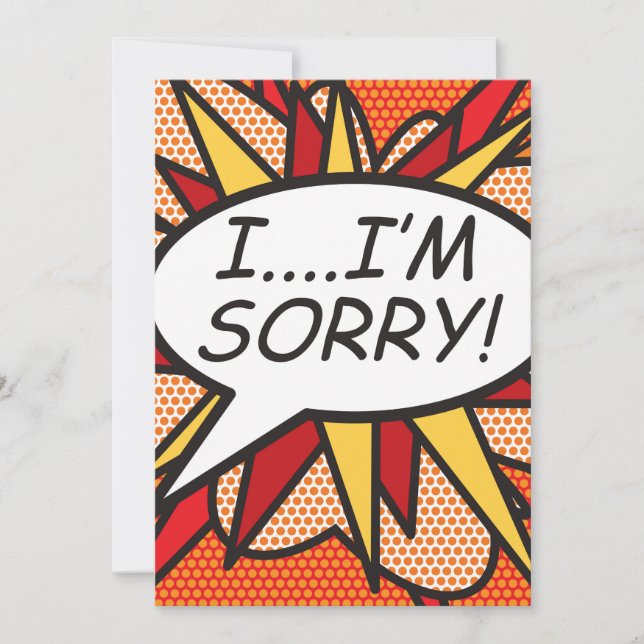 I'M SORRY Fun Retro Comic Book Pop Art Einladung (Vorderseite)