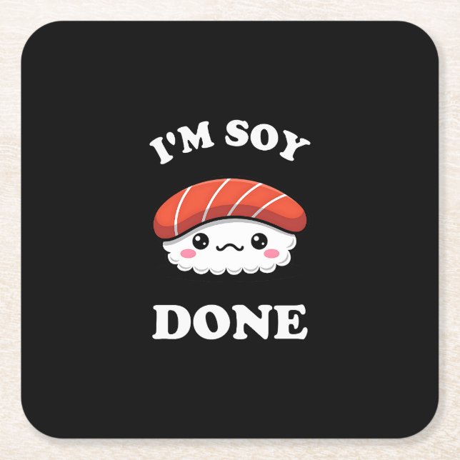 I'm Soy done Kawaii Sushi Rechteckiger Pappuntersetzer (Vorderseite)