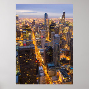 Im Stadtzentrum gelegene Chicago-Skyline an der Poster