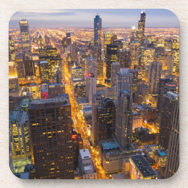 Im Stadtzentrum gelegene Chicago-Skyline an der Untersetzer (Vorderseite)