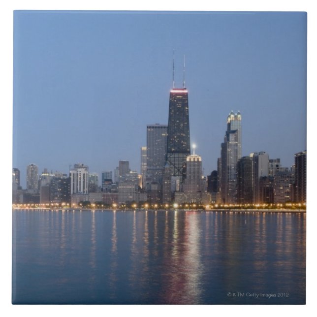 Im Stadtzentrum gelegene Chicago-Skyline Fliese (Vorderseite)