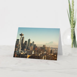 Im Stadtzentrum gelegene Seattle-Skyline und Karte