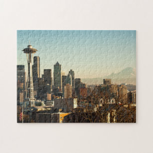 Im Stadtzentrum gelegene Seattle-Skyline und Puzzle