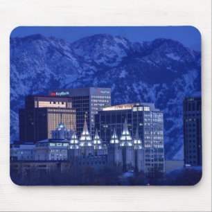 Im Stadtzentrum gelegene Winter-Skyline Salt Lake Mousepad