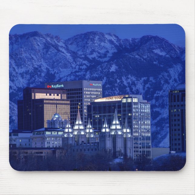 Im Stadtzentrum gelegene Winter-Skyline Salt Lake Mousepad (Vorne)