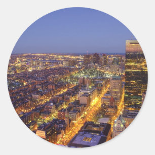 Im Stadtzentrum gelegener Boston- und Hancock-Turm Runder Aufkleber