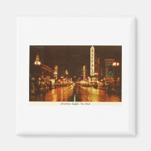 Im Stadtzentrum gelegener Büffel NY nachts Vintag Magnet