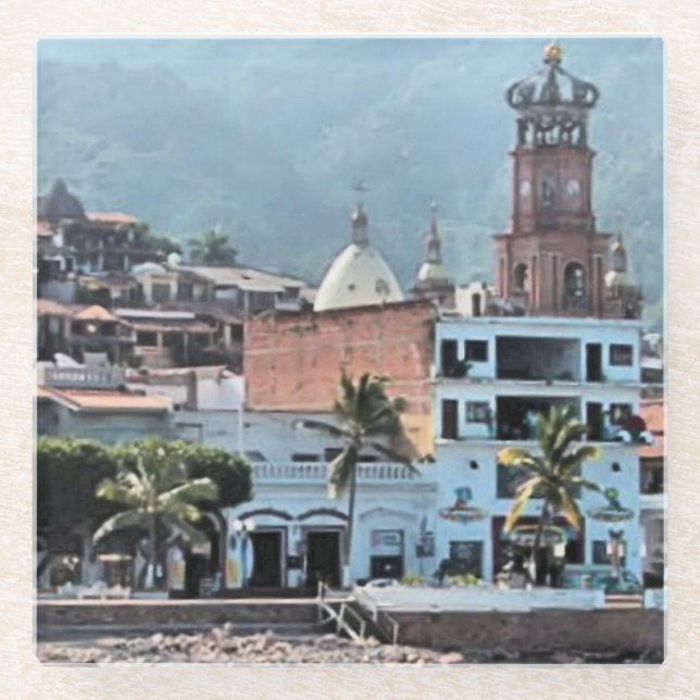 Im Stadtzentrum gelegenes Puerto Vallarta, Mexiko Glasuntersetzer (Vorderseite)