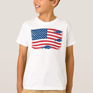 Im Stil der Vergangenheit fischende amerikanische T-Shirt