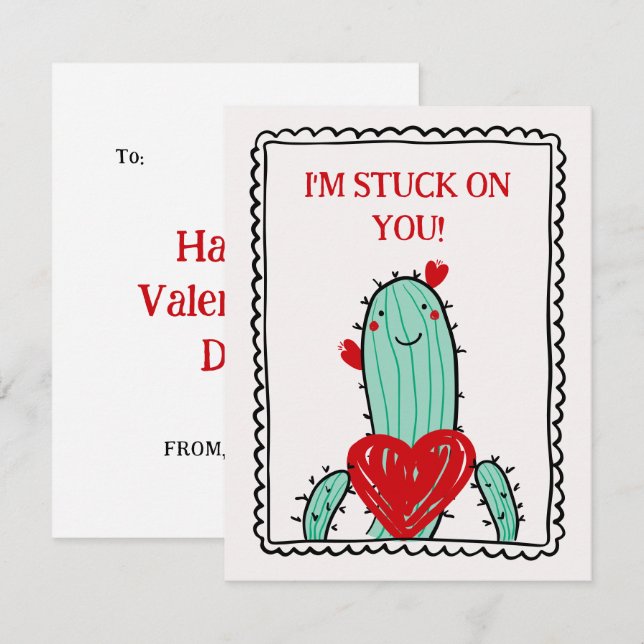 I'm Stuck On You Funny Kids Valentine's Day Card Mitteilungskarte (Vorne/Hinten)