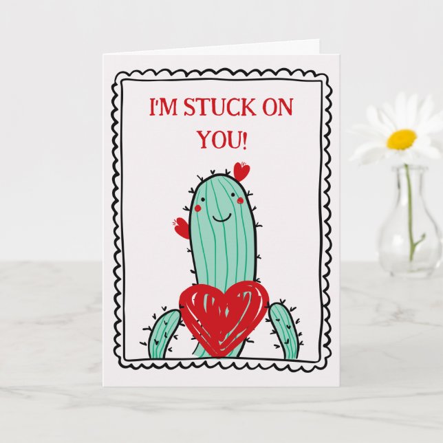 I'm Stuck On You Funny Kids Valentine's Day  Karte (Kleine Pflanze)
