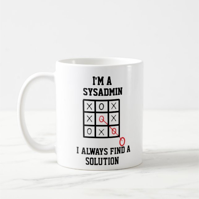 Im Sysadmin finde ich immer eine Lösung-Tasse Kaffeetasse (Links)