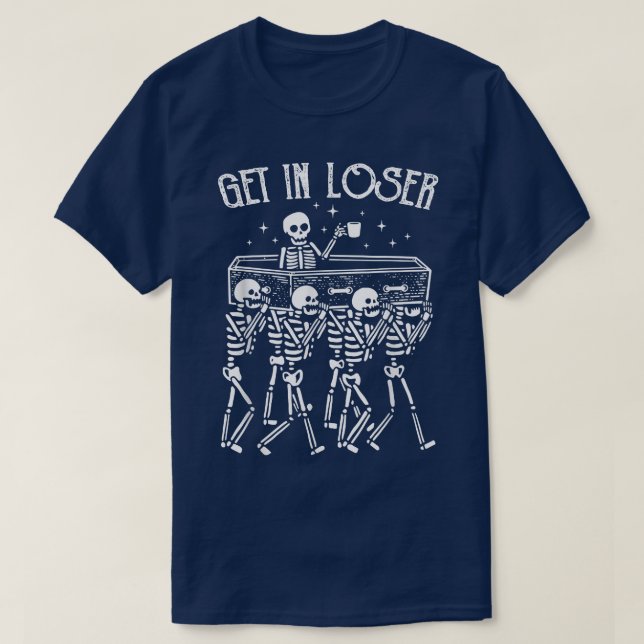 Im T - Shirt Sarg lockere Skelette (Design vorne)