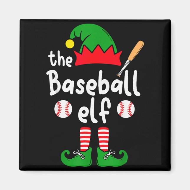 I'm The Baseball Elf Christmas Family Matching Paj Magnet (Vorne)