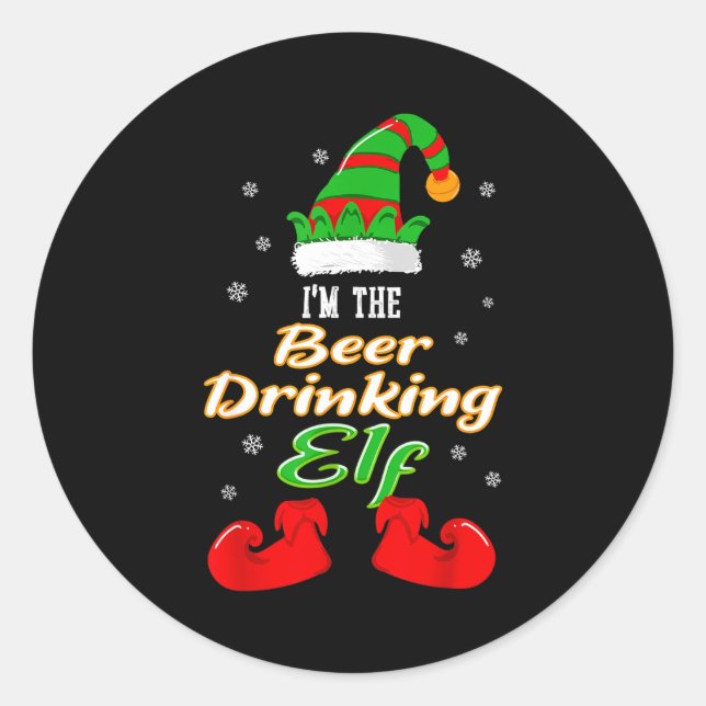 I'm The Beer Drinking Elf - Christmas Matching Fam Runder Aufkleber (Vorderseite)