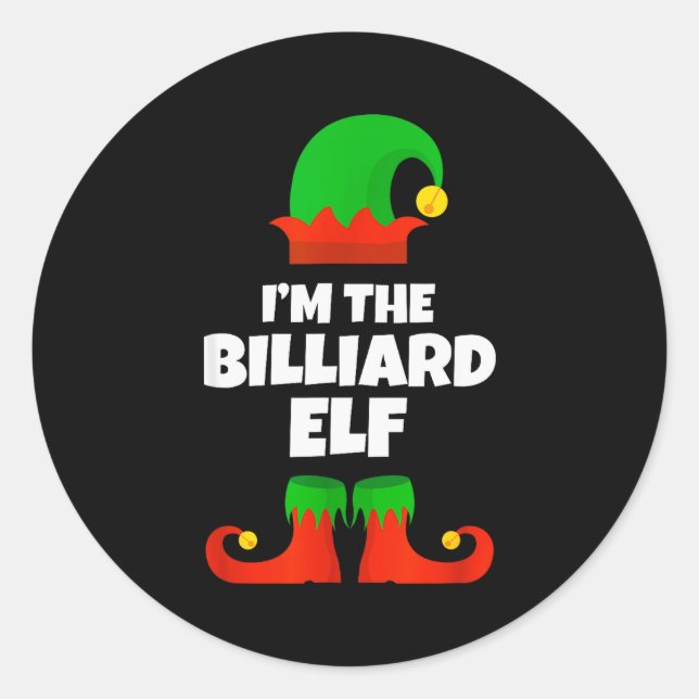 I'm The Billiard Elf Family Pajama Christmas Funny Runder Aufkleber (Vorderseite)