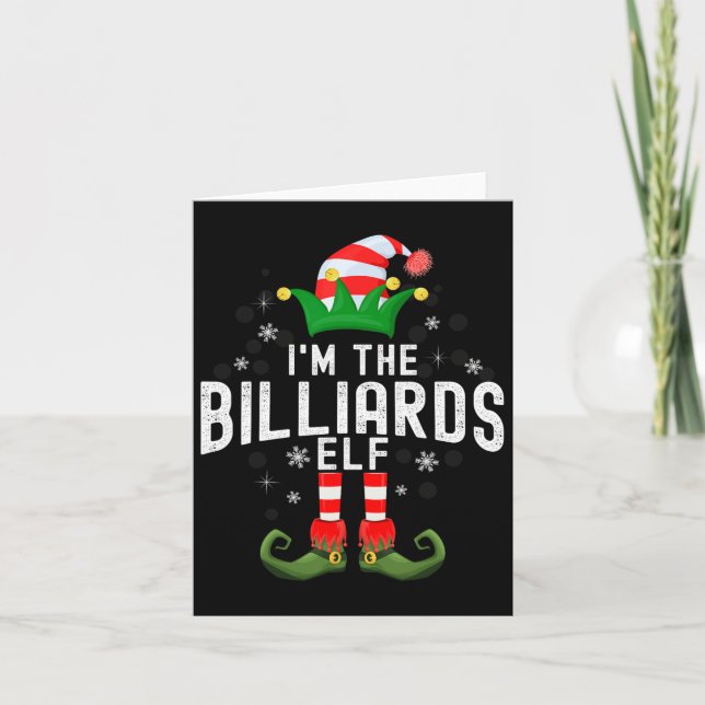 Im the Billiards Elf Christmas Family Pjs Costume Karte (Vorderseite)