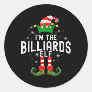 Im the Billiards Elf Christmas Family Pjs Costume Runder Aufkleber