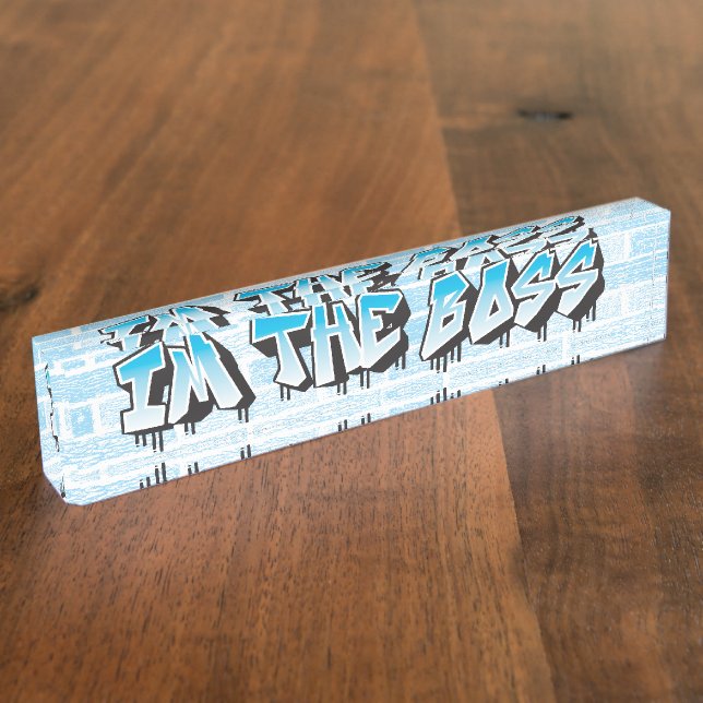 IM THE BOSS Funny Graffiti Name Plate Business Namensplakette (Seite)