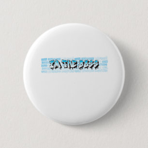 IM THE BOSS Graffiti Theme Blue Spritzer Paint Button