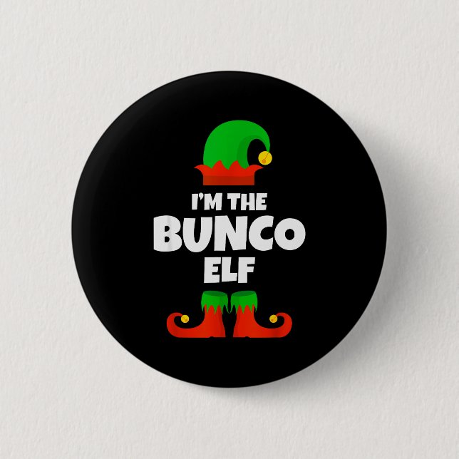 I'm The Bunco Elf Family Pajama Christmas Funny Bu Button (Vorderseite)