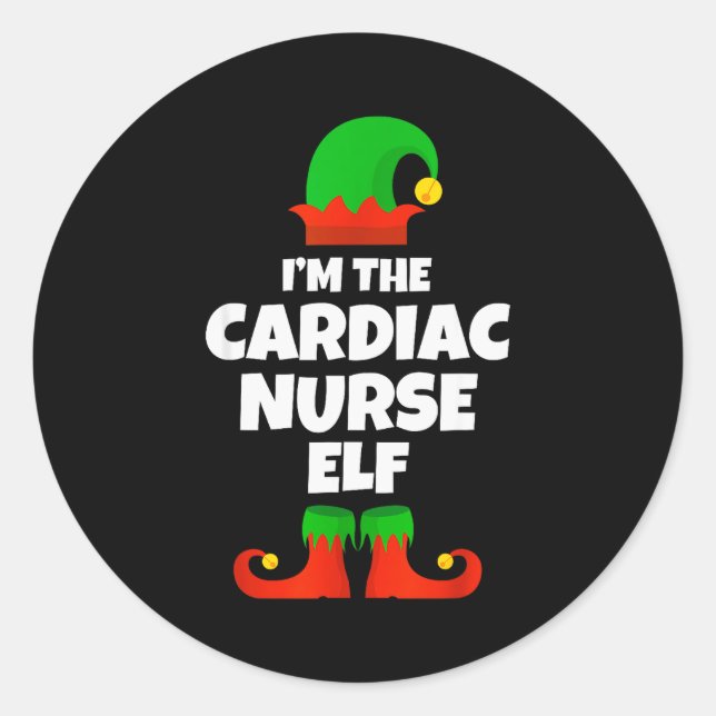 I'm The Cardiac Nurse Elf Family Pajama Christmas  Runder Aufkleber (Vorderseite)
