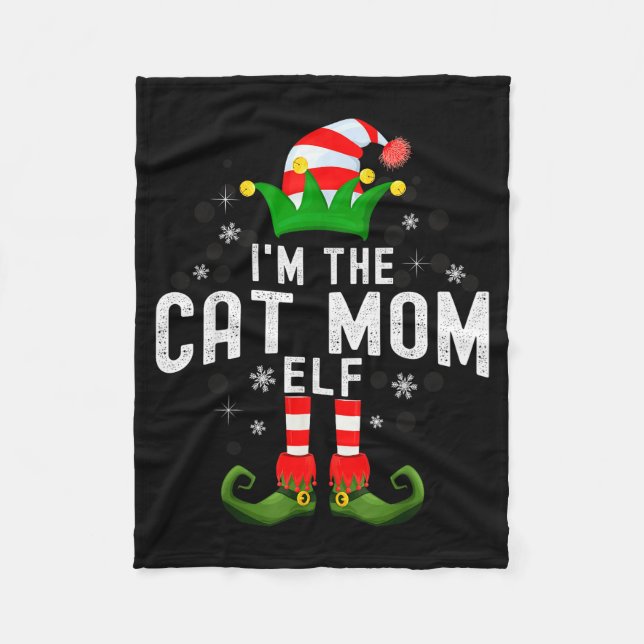 I'm The Cat Mom Elf Christmas Family Pjs Costume  Fleecedecke (Vorderseite)