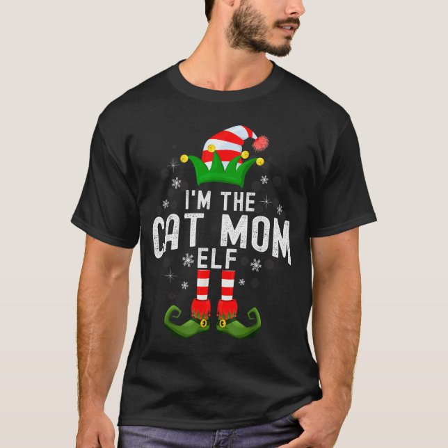 I'm The Cat Mom Elf Christmas Family Pjs Costume  T-Shirt (Vorderseite)