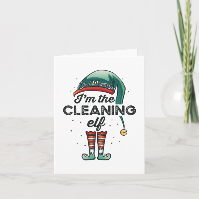 I'm the Cleaning Elf Christmas Gift Xmas Karte (Vorderseite)