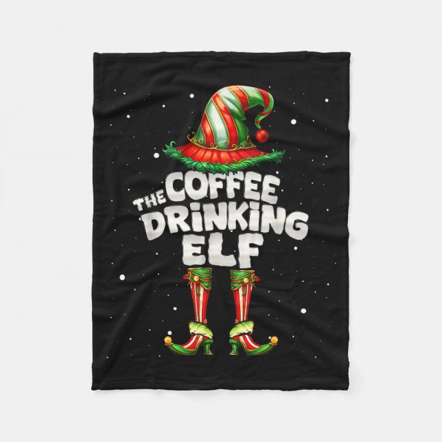 I'm The Coffee Drinking Elf Family Matching Group  Fleecedecke (Vorderseite)