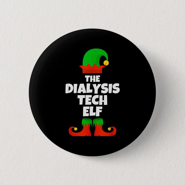I'm The Dialysis Tech Elf Family Pajama Christmas  Button (Vorderseite)