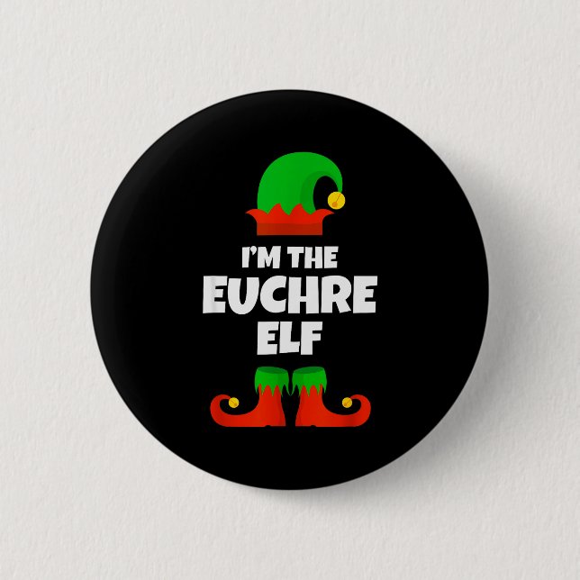 I'm The Euchre Elf Family Pajama Christmas Funny P Button (Vorderseite)