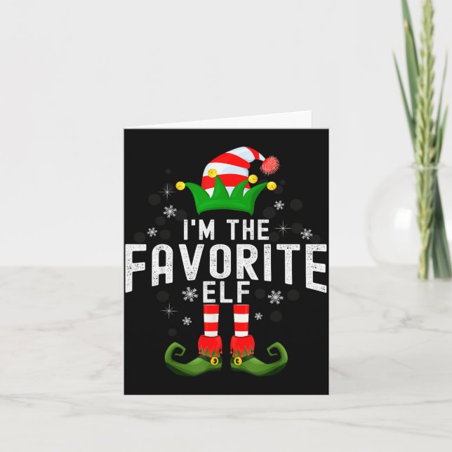 I'm The Favorite Elf Christmas Family Pjs Costume  Karte (Vorderseite)