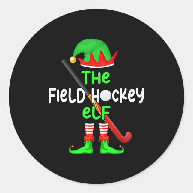 I'm The Field Hockey Elf Christmas Family Matching Runder Aufkleber (Vorderseite)