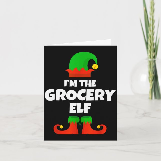 I'm The Grocery Elf Family Pajama Christmas Funny  Karte (Vorderseite)