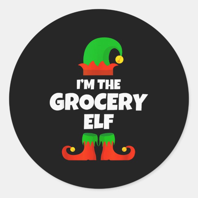 I'm The Grocery Elf Family Pajama Christmas Funny  Runder Aufkleber (Vorderseite)