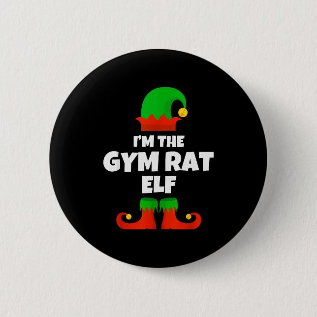 I'm The Gym Rat Elf Family Pajama Christmas Fitnes Button (Vorderseite)