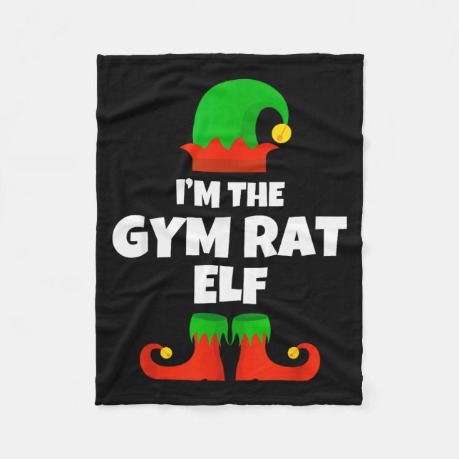 I'm The Gym Rat Elf Family Pajama Christmas Fitnes Fleecedecke (Vorderseite)