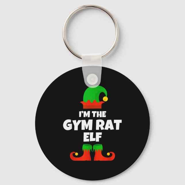 I'm The Gym Rat Elf Family Pajama Christmas Fitnes Schlüsselanhänger (Vorderseite)
