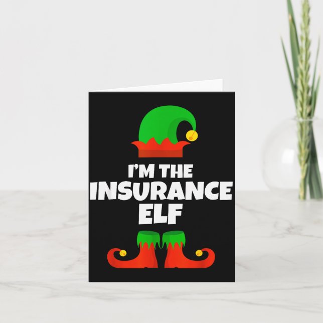 I'm The Insurance Elf Family Pajama Christmas Funn Karte (Vorderseite)