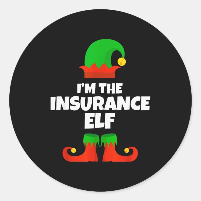 I'm The Insurance Elf Family Pajama Christmas Funn Runder Aufkleber (Vorderseite)