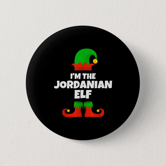 I'm The Jordanian Elf Family Pajama Christmas Funn Button (Vorderseite)