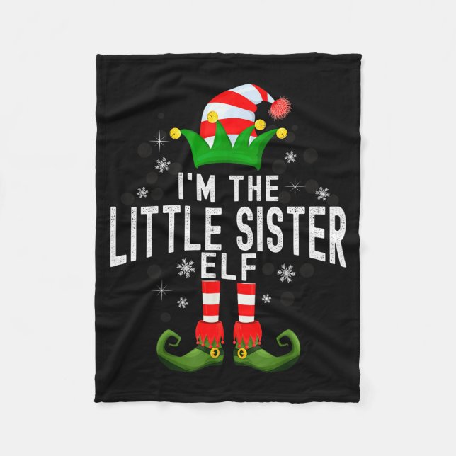 I'm The Little Sister Elf Christmas Family Pjs Cos Fleecedecke (Vorderseite)