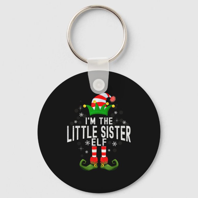 I'm The Little Sister Elf Christmas Family Pjs Cos Schlüsselanhänger (Vorderseite)