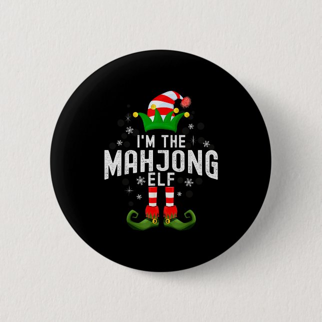 I'm The Mahjong Elf Christmas Family Pjs Costume  Button (Vorderseite)